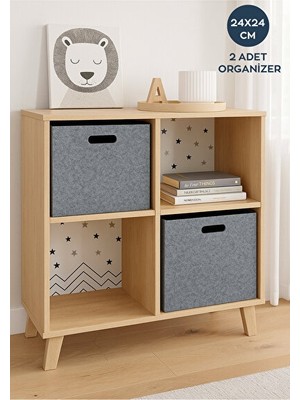 Orvessa Keçe Organizer Sepet Seti - Dolap ve Çekmece Düzeni Için Iki Parça 24X24 cm