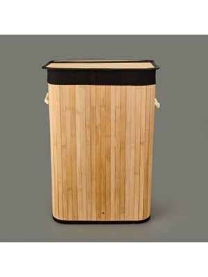 Orvessa Siyah Bambu Çamaşır Sepeti - 60 Litre Geniş Kapasiteli Tasarım