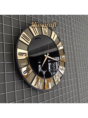 Orvessa Sırlı Aynalı 40 cm Dekoratif Duvar Saati - Özel Seri