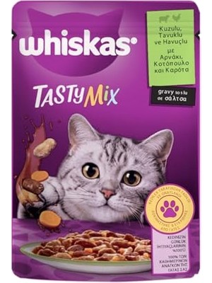Aesco Whiskas Pouch Tastymix Sos Içinde Kuzulu Tavuklu ve Havuçlu Yetişkin Kedi Konservesi 85 gr