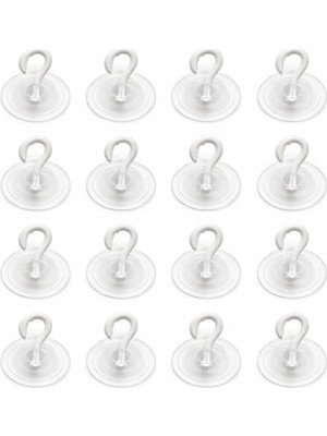 Aesco Şeffaf Cam Vantuzlu Askı Seti 16’lı, 3 cm x 3 cm Kompakt Tasarım, 3 cm Çap Güçlü Vakumlu Yapışma, Delme ve Vidalama Gerektirmez, Iz Bırakmadan Sökülebilir, Banyo Mutfak Duş Camı Fayans Için Uygun