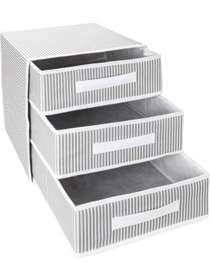 Aesco Orret Home Dolap Içi Kumaş Kaplamalı Mini Çekmece Organizer, Çekmeceli Dolap Içi Düzenleyici, Iç Çamaşırı Çorap Tekstil Organizer Kutusu (3 Çekmeceli)