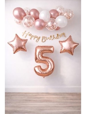 Aesco 5 Yaş Rose Gold Konsept Doğum Günü Seti