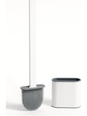 Aesco Busstier Yapıştırılabilir Tuvalet Fırçası, Silikon Klozet Temizleme Seti, Duvar Tipi Askılı, Kompakt Tasarım, Koku Önleyici, Esnek Uçlu, Hijyenik Banyo Fırçası