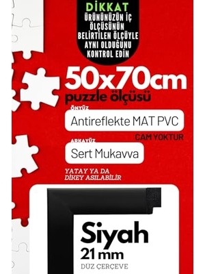 Aesco 21LIK Puzzle Poster Resim Çerçevesi Pvcli Postersiz Resimsiz Çerçeve (Siyah, 50X70)