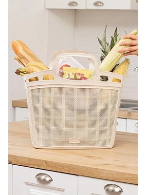 Orvessa Plastik Örgü Desenli Pazar Sepeti, Piknik ve Market Taşıma 43X29X49 cm
