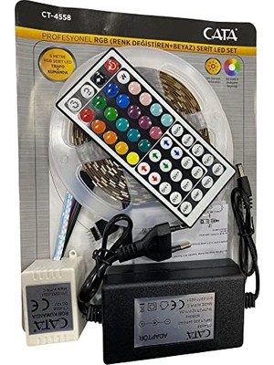 Aesco Cata CT-4558 Rgb Şerit LED Seti (5 mt Rgb Led+Trafo+Rgb Kumanda)