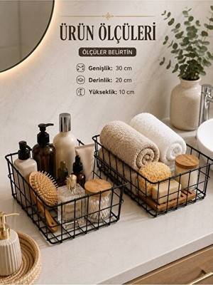 Orvessa Siyah Metal Mutfak ve Banyo Organizer Sepetleri, Şık ve Dayanıklı