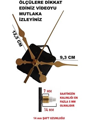 Orvessa Akar Sessiz Duvar Saati Mekanizması, 14 mm Şaft