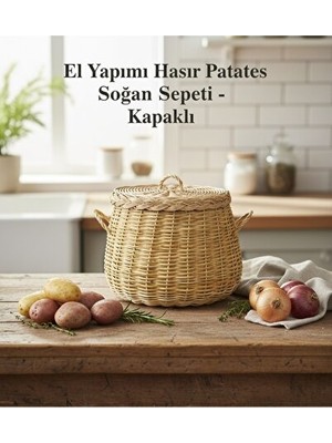 Orvessa Doğal Hasır Çok Amaçlı Saklama Sepeti, Patates ve Soğanlar Için Uygun