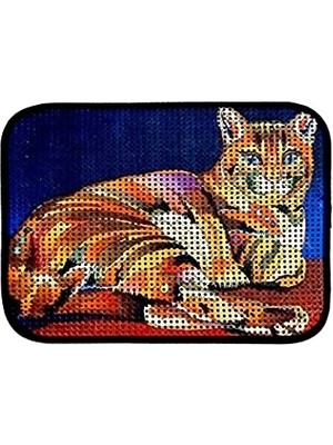 Aesco Elekli Desenli Kedi Tuvalet Önü Paspası 60 x 45 cm Kaplan