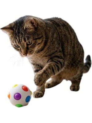 Aesco Aee® Disco Fever Darbeye Duyarlı Işıklı Kedi Topu 6 cm Zıplayan Hareketli Kedi Oyuncağı