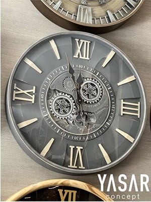 Orvessa Metal Çarklı Tasarımlı 60 cm Duvar Saati, Modern ve Çarpıcı Görünüm