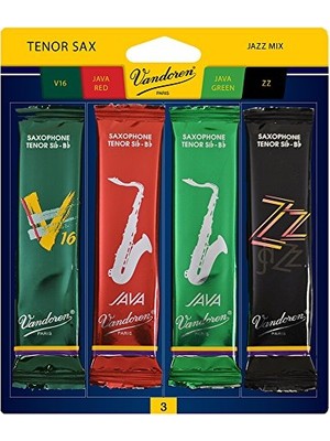 Aesco Srmıxt3 Tenor Sax Jazz Reed Karışık Kart Her Biri 1 Adet Zz, V16, Java ve Java Red Strength 3 Içerir