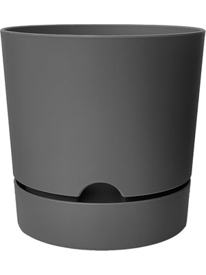 Aesco Begonya Saksı Tabaklı Drenajlı Mat Plastik Çiçek Saksısı (1 Adet, 9 Litre, 25CM, Gri)