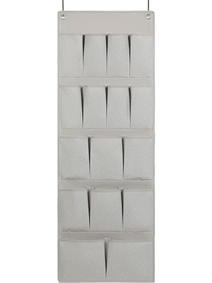 Aesco Ocean Home Textile 16 Gözlü Gri Balıksırtı Kapı Arkası Düzenleyici 45 x 125 cm