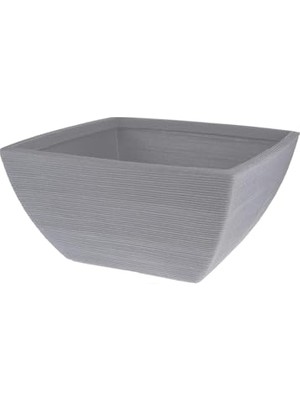 Aesco Yivli Gri Plastik Kare Saksı G 52 cm D 52 cm Y 25 cm