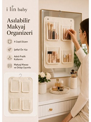 Orvessa Asılabilir Şeffaf Kozmetik ve Takı Düzenleyici Makyaj & Takı Organizeri