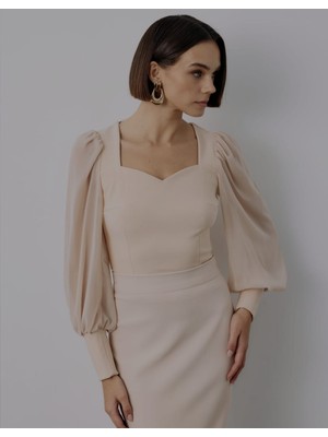 Sateen-Kalp Yaka Bluz