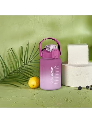 Aesco - Briella 1000 ml Pipetli Motivasyon Matara (Lila - Mor)