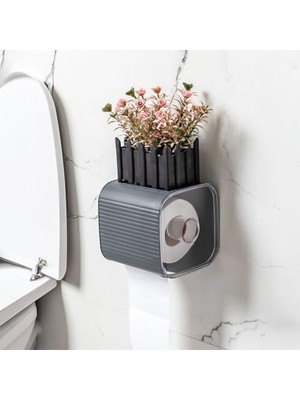 Aesco Porsima Yapışkanlı Banyo Tuvalet Kağıtlığı Wc Peçetelik Kağıtlık Tutucu Tuvalet Kağıt Organizeri (Antrasit)