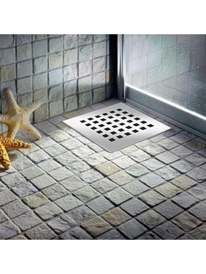 Aesco Paslanmaz Çelik Kare Delikli Banyo Yer Süzgeç Izgarası Üst Kapak – 10X10 cm Süzgeçlerle Uyumlu Dayanıklı Yedek Kapak