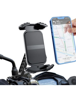 Aesco Apera MT27 Kilit Sistemli Ayna Bağlantılı Motosiklet Telefon Tutucu Yatay ve Dikey Kullanılır (MT27 Ayna Tutucu)