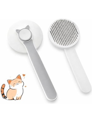 Aesco Kedi ve Köpek Tarak Tüy Toplama – Basmalı Kendini Temizleyen Evcil Hayvan Bakım Fırçası, Çelik Iğneli, Ergonomik Saplı, Dökülme Karşıtı, Tüm Tüy Tiplerine Uygun