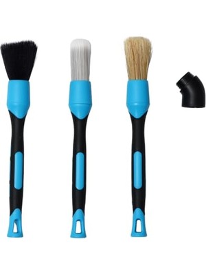Aesco 3'lü Premium Mavi Detay Temizlik Fırçası Değiştirilebilir Başlık Set