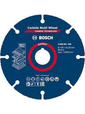 Aesco Bosch 1x Expert Carbide Multi Wheel Kesici Diskler (Sert Ahşap, Çivili Ahşap, Plastik, Alçıpan Panel, Ø 125 Mm, Aksesuar Küçük Avuç Taşlama Makinesi)
