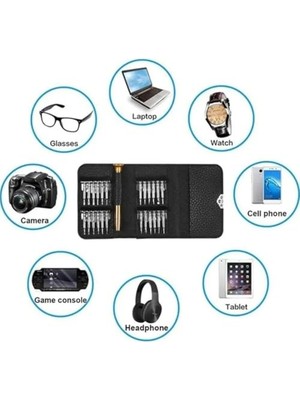 Aesco Tornavida Seti Tamir Kiti, Deri Cüzdan Kılıflı, Bilgisayar, Telefon ve Saat Tamir Pratik ve Basit Kit Cüzdanlı