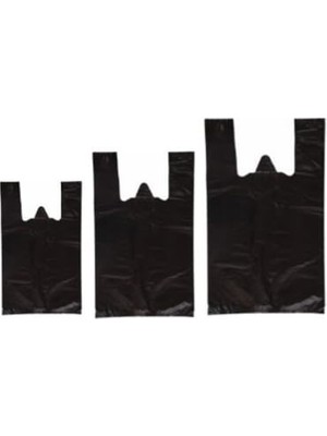 Aesco Siyah Kalın Poşet 3'lü Set (Küçük, Orta, Büyük) 3 kg Market Manav Poşeti Hışır Atlet Poşet Çöp Poşeti