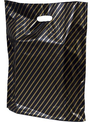 Aesco Çizgili Mağaza Poşeti (No 4) 50 Adet 40X50 cm Çizgili Takviyeli Poşet Diagonal Poşet
