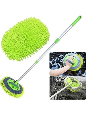 Aesco Wonkey - Mikrofiber Araba Yıkama Fırçası, Çok Fonksiyonlu Oto Yıkama Fırçası, Teleskopik Uzun Saplı Araç Mopu Fırçası