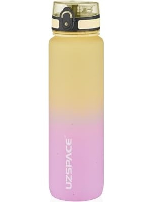 Aesco Uzspace 1000ML Çift Renkli Sızdırmaz Bpa Içermez Kilitlenebilir Kapaklı Motivasyonel Tritan Su Matarası (Sarı-Lila)