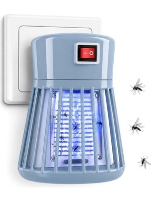 Aesco Priz Tipi Elektrikli Sinek Öldürücü Lamba, 1W Güç, Ac 100-240V Giriş, 600-800V Çıkış Voltajı, Iç Mekan Kullanımı Için Elektrikli Böcek Kontrol Lambası | Ltx-01 (Açık Mavi)