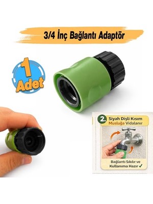 Aesco (19 Mm) 3/4 Dişi Çeşme Musluk Bağlantı Adaptörü 1 Adet Sök Tak Sistem Hortum Adaptörü