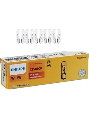 Aesco Philips W1.2W T5 Gösterge Ampulü, 12516CP 12V, 10'lu Paket