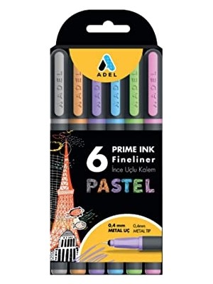 Aesco Prime Ink Fineliner 6'lı Pastel Klasik Ince Uçlu Kalem