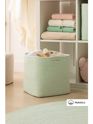 Orvessa Pamuklu Kırçıllı Dolap Içi Organizatör, Çamaşır ve Oyuncak Saklama Sepet 30X30X30 cm