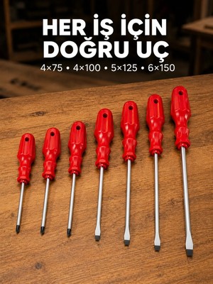 Elivora Manyetik Uçlu 7 Parça Tornavida Seti Düz ve Yıldız Tornavida