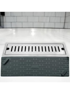 Aesco Tineke Gri Renk Uzun Model Kötü Koku Önleyici Silikon Mat Banyo Mutfak Lavabo Balkon Gider Tıpası Kapağı