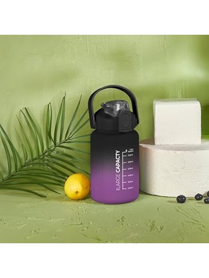 Aesco - Briella 1000 ml Pipetli Motivasyon Matara (Mor - Siyah)
