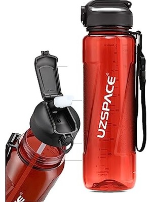 Aesco Fiftyfifty Pipetli 1000ML - Boy- Tritan Su Matarası Kırmızı