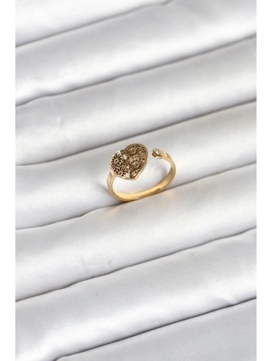 Ronanna Buğz 316L Çelik Gold Renk Kalp Model Kadın Yüzük