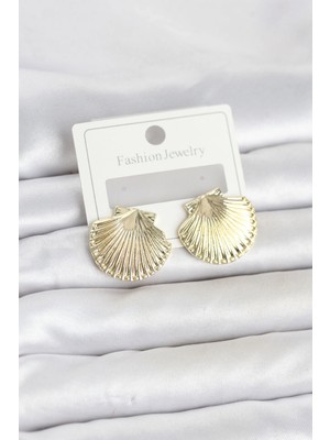 Ronanna Buğz Gold Renk Pirinç Deniz Kabuğu Model Kadın Küpe