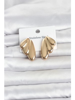 Ronanna Buğz 316L Çelik Gold Renk Vintage Kadın Küpe