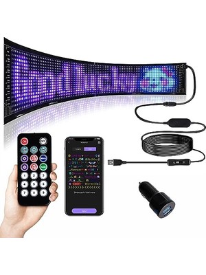 Aesco LED Işaretler, Açık Tabela, Programlanabilir Esnek Büyük Parlak LED Matrix Panel USB 5V Bluetooth Uygulama Kontrolü Dıy Kaydırma LED Işaret Araba, Mağaza, Bar, Parti, Iş Festivali Ev Dekoru Için 60 cm