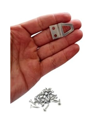 Aesco Tablo ve Resim Çerçevesi Için Askı Kancası, Kıvrık Eğik Metal, Montaj Vidaları Dahil (10)