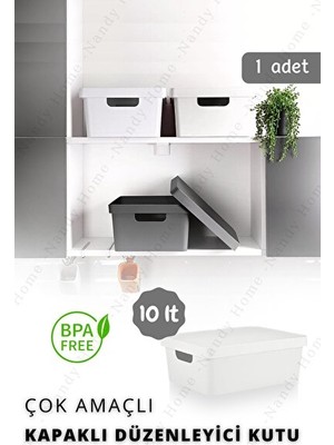 Orvessa Pratik Kapaklı Beyaz Saklama Kutusu, 10 Litre Hacim Sepet